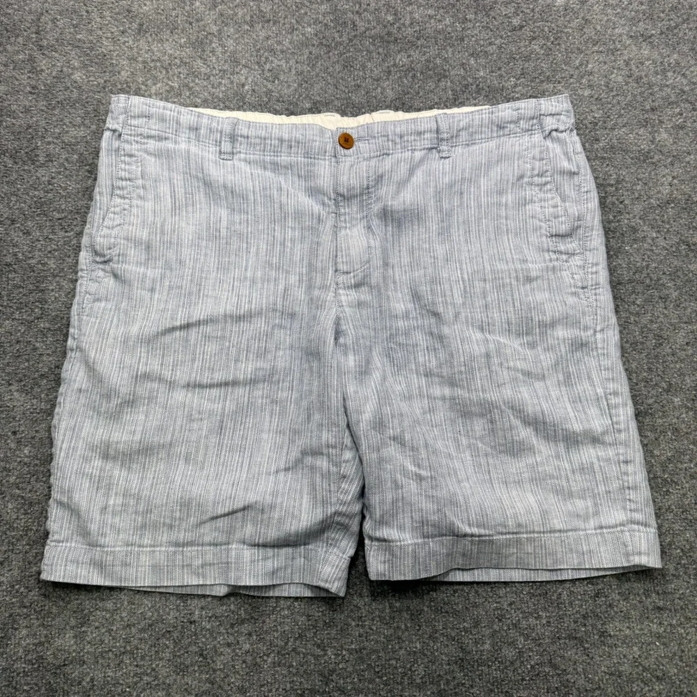 Tommy Bahama Linen Blend Shorts Mens XXL Blue Herringbone Stripe Casual Beach